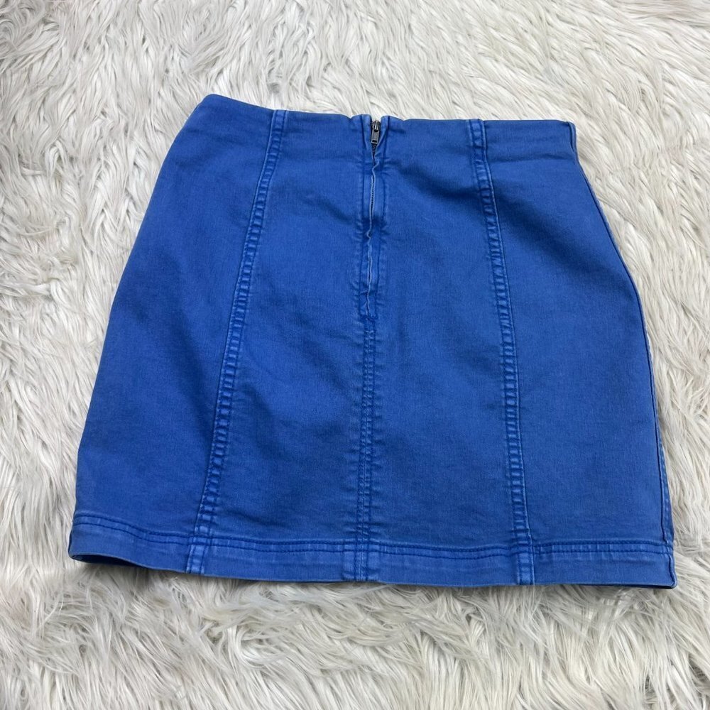 Free People Women's Blue Fitted Pencil Mini Skirt - Picture 4 of 6